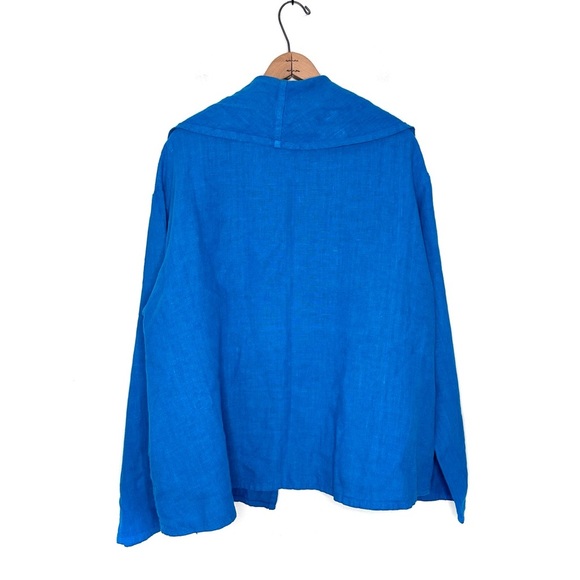 Bryn Walker | Blue Linen Open Front Drape Swing Jacket Size XL - Picture 4 of 8